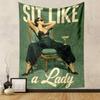 Sit Like a Lady Tapestry Wall Hanging, Elegant Slogan Art, Wall Decor for Bedroom Living Room Dorm