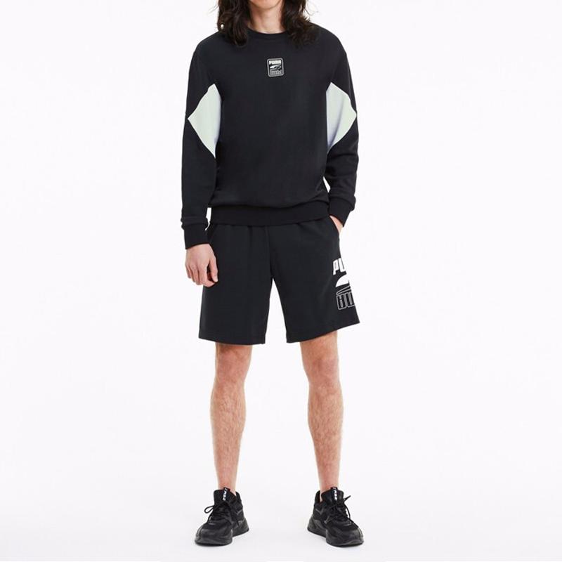Puma Rebel Crew Logo Print Casual Sweatshirt Men Tops Black 585271-01