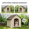 Outdoor Plastic Dog Kennel, Extra Large, 2 Windows, Elevated Base, Stakes, Beige