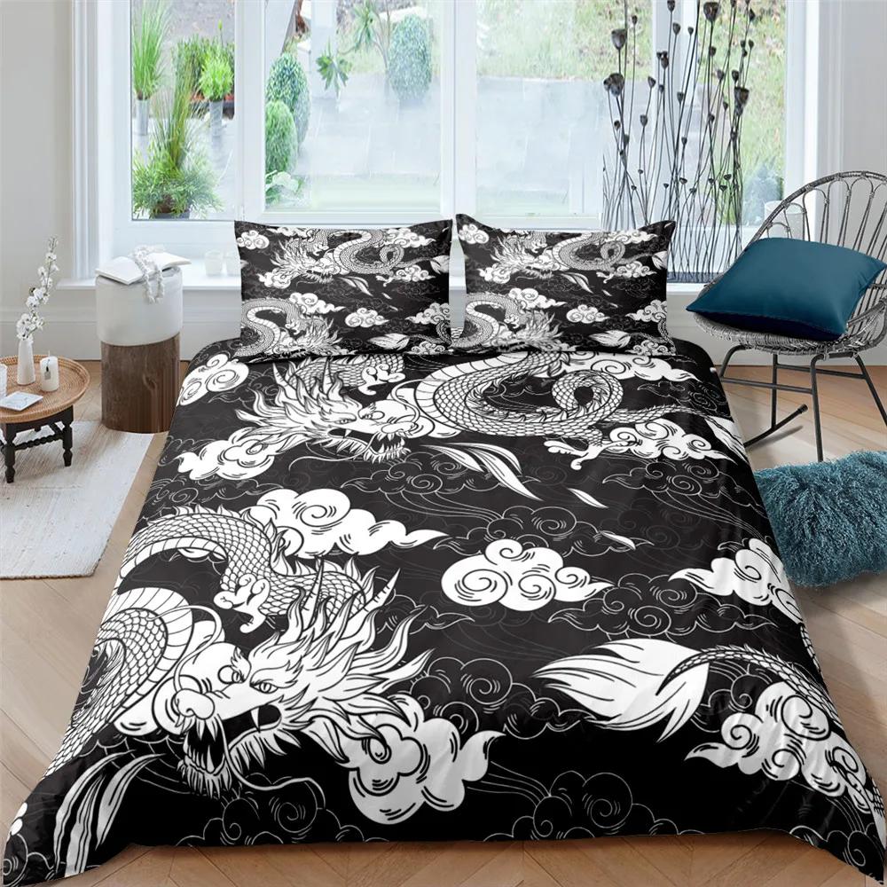 Bedding Set 3D Dragon Printing Bedclothes Duvet Cover With Pillowcases Polyester Comforter Cover King Queen Twin Home Textiles