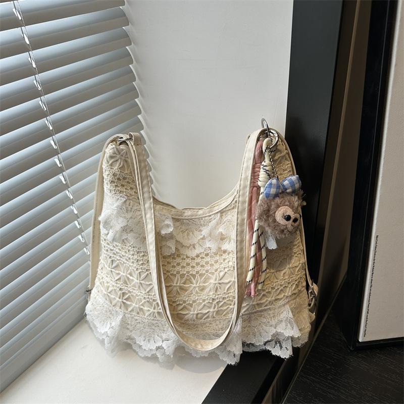 Мода 2025 новая сумка-тоут летний отдых отпуск фея кружево сетка подмышечная плечевая сумка-сатчел женская сумка