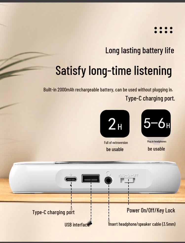 New Bluetooth Portable Mini CD Player - Stylish and Compact Walkman for Students