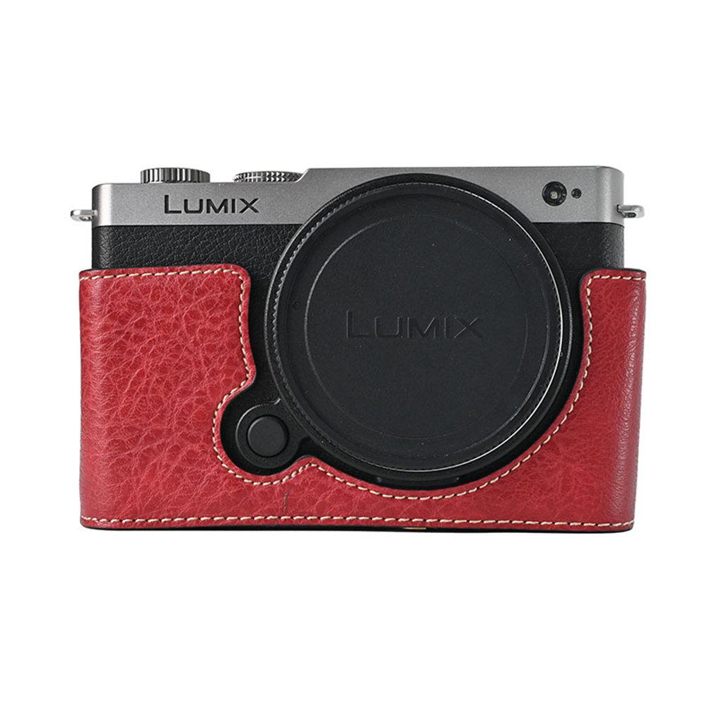 Получехол для камеры из ПУ кожи с рисунком личи для Panasonic Lumix S9 с отверстием для батареи, магнитная нижняя крышка
