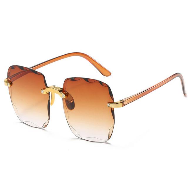 Квадратные солнцезащитные очки без оправы, женские брендовые дизайнерские модные солнцезащитные очки с градиентом, режущие линзы, мужские безрамочные очки для вождения