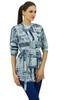 Bimba Indian Grey Tunic Top Cotton Printed Mandarin Collar Neck 3 4 Sleeve Blouse Casual
