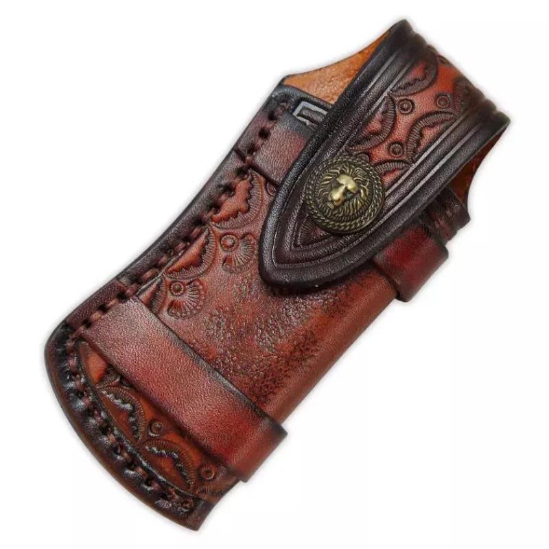Верхний слой кожаного чехла для походного портативного складного прямого ножа Hoster Home DIY Инструмент Части Сумка для хранения Аксессуары