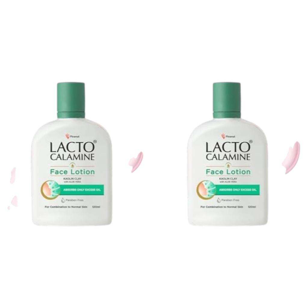 Lacto Calamine Лосьон для лица с каолиновой глиной и алоэ вера 120 мл x Упаковка из 2 штук Ежедневное увлажняющее средство для комбинированной и нормальной кожи Уход для баланса жирности