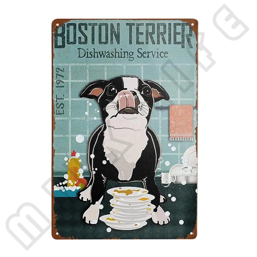Металлическая табличка Boston Terrier Co Bath Soap Tin Sign для Ванной Туалета Дома Зоомагазина Декор 12 X 8 Дюймов