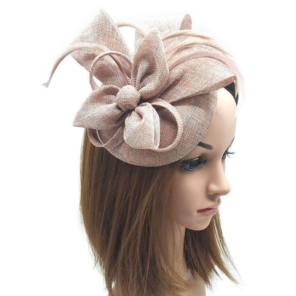 Solid Color Bride Headband Hepburn Style Wedding Headdress Fascinator Headpiece Wedding Party