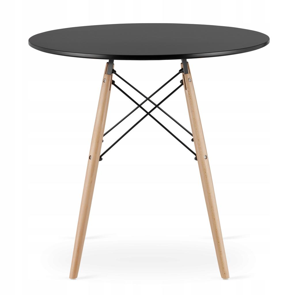JUST HOME BLACK table, Scandinavian round, light beech, 80 x 80 x 72 cm, black