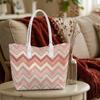 Fashion Pink Chevron Pattern Portable Tote Bag for Daily Casual Use