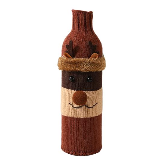 Рукав для бутылки вина Санта-Клаус Снеговик Олень Дизайн Рукав для бутылки Вязаное украшение Вино