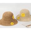 Подсолнух ручной работы крючком летняя соломенная шляпа для отдыха маленькая свежая женская универсальная дорожная соломенная шляпа-ведро