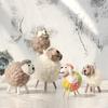 Wool Holiday Christmas Felt Sheep Figurines Party Supplies Statue Miniature Home Decoration