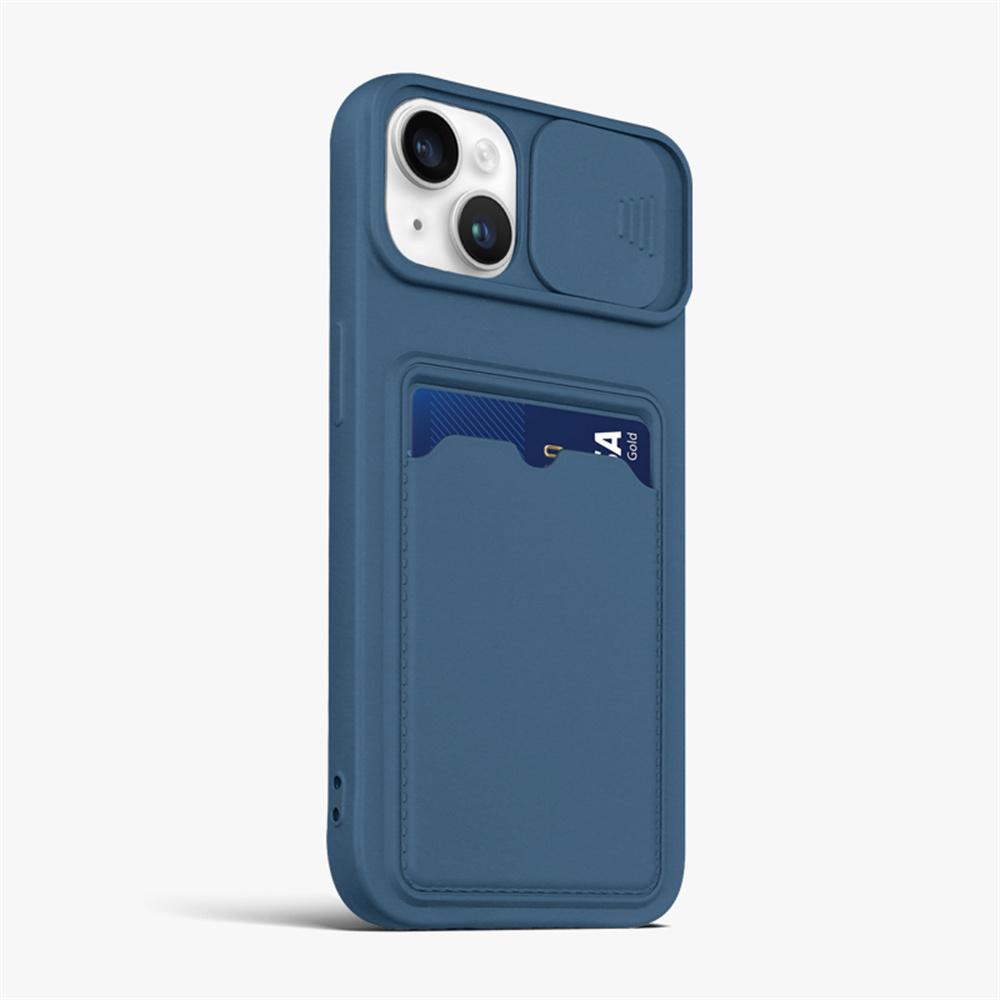 Кошелек-чехол со сдвижной крышкой для камеры и слотом для карты для iPhone 16 14 15 11 12 13 Pro Max X XR XS 7 8 SE, мягкий чехол из жидкого силикона