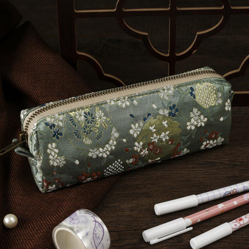 Чехол для карандашей с вышивкой в китайском стиле, портативный пенал для канцелярских принадлежностей, сумка для ручек, роскошная косметичка, большая вместимость, косметичка