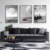 Modern Abstract Landscape Seaside Moom Black White Lonely Wall Art Print Canvas Painting For Living Room Wall Decor Decoration