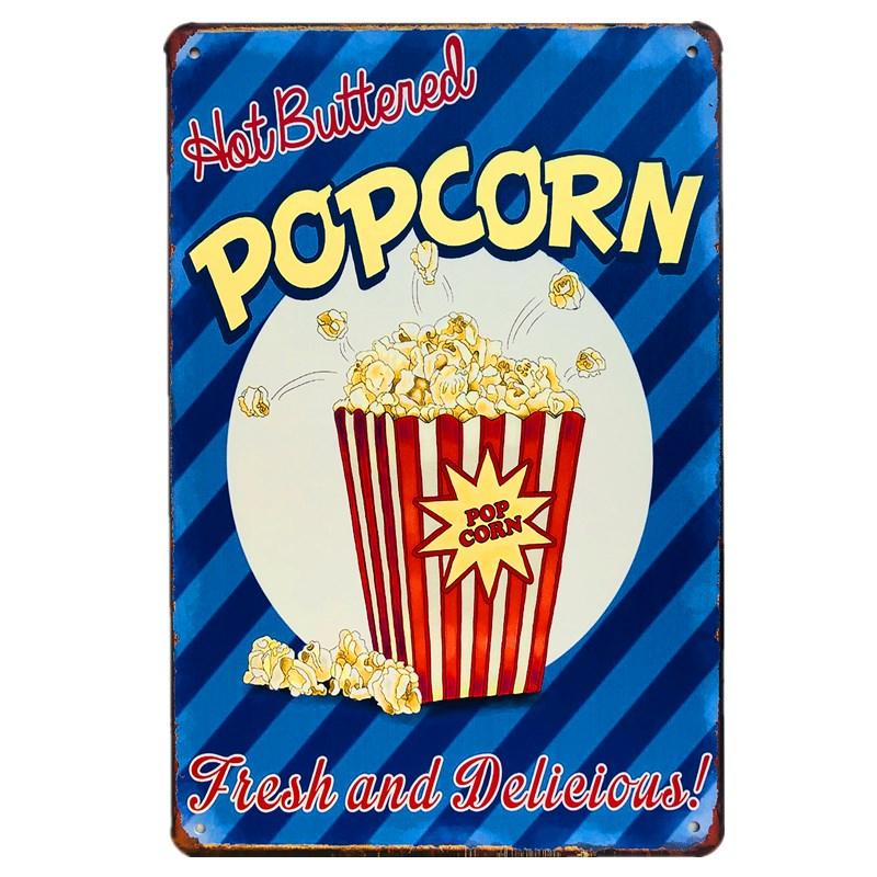 Shabby Chic Vintage Metal Tin Signs BBQ Fast Food Hamburger Cupcake Pop Corn Hot Dog Wall Decor for Kitchen Cafe Diner Bar