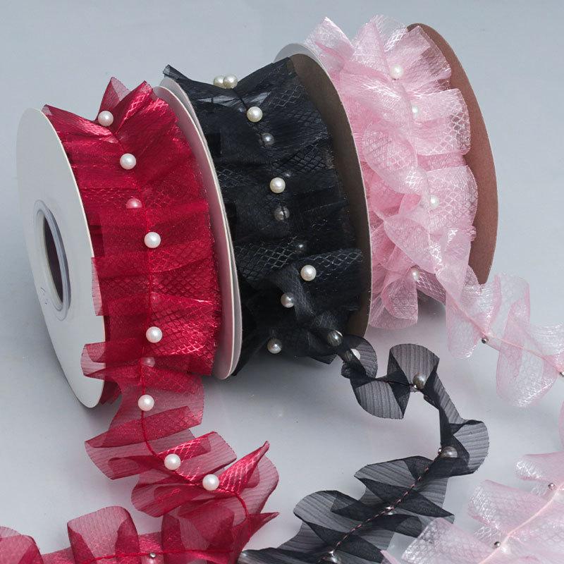 Элегантная органза оборка решетка волна лента кружево аксессуары бисерный букет цветов упаковка юбка подол кайма одежда ювелирные изделия ремесла изготовление лент