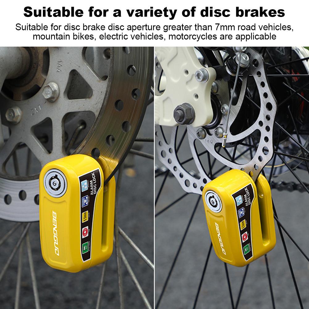 Motorcycle Alarm Wheel Disk Brake Lock with Keys Motorcycle Alarm Brake Rotor Padlock Aluminum Alloy for Bicycle Motor Scooter