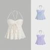 Sexy Three-dimensional Feeling Lace-up Short Bustier Fashion Hanging Neck Halter Tops