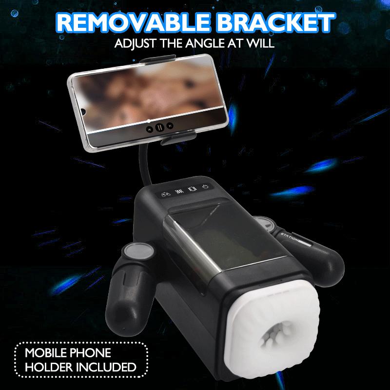 Новый автоматический мужской мастурбатор с подогревом, 10 режимов толкания и вибрации, тренажер для пениса с держателем для телефона, секс-игрушки и игры для взрослых