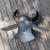 Viking Leader Horned Helmet - Medieval 18 Gauge Steel Unlined Fictional Prop Helmet W/ Real Buffalo Horns