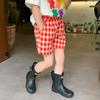 Летние шорты в клетку для девочек, летние повседневные спортивные шорты с эластичной резинкой на талии