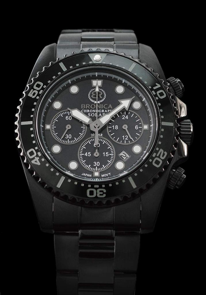 Watch Bronica Date Display Solar 20 ATM Water Resistant Watch [BRONICA] Diver's BR-821-BBK (Black)