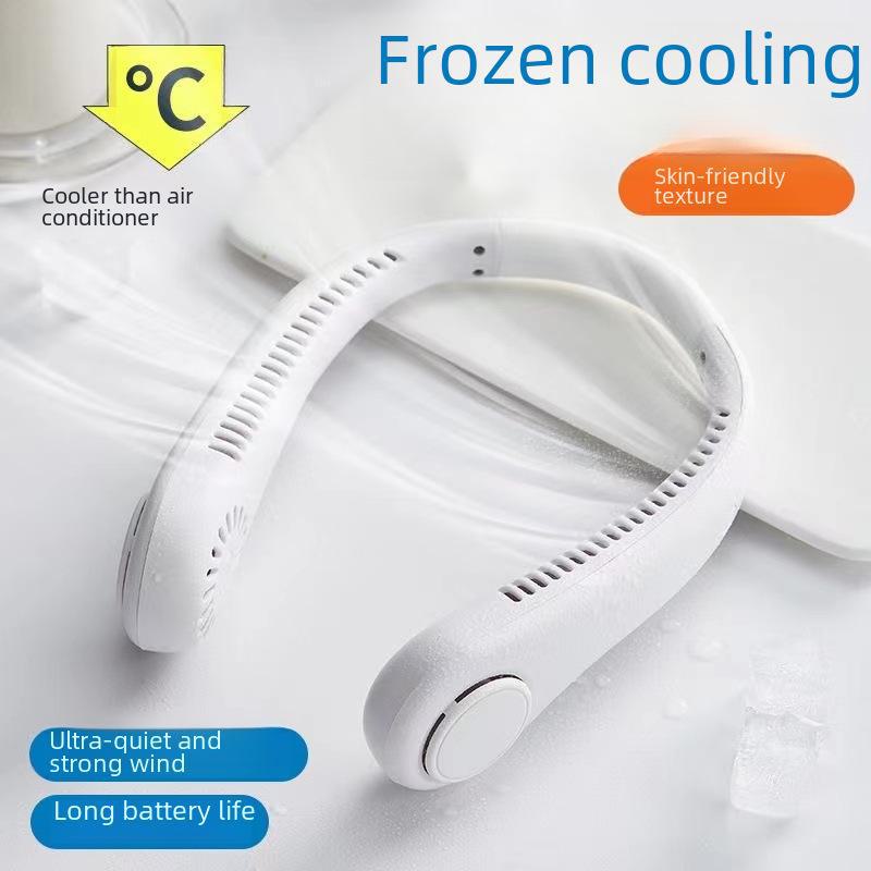 Беслистный USB-вентилятор для шеи с зарядкой — портативное, складное, охлаждающее решение для активного отдыха на открытом воздухе