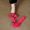 New Women's Flat Shoes Solid Color Open Toe Women's Slippers Large Size Flower Decoration Women's Casual Beach Shoes