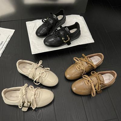 Ретро плоская подошва мягкая подошва пряжка ремня двойная шнуровка модные повседневные маленькие кожаные туфли одинарные туфли женские