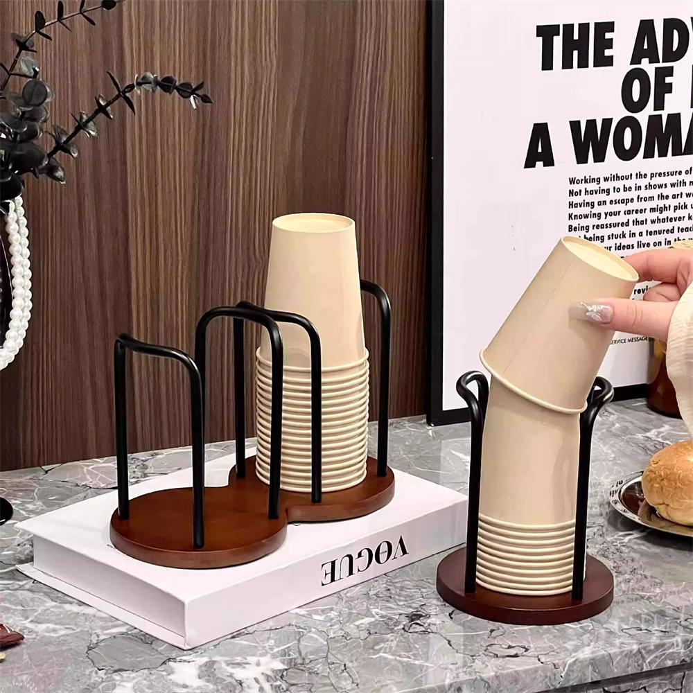 Одноразовый держатель для хранения стаканов, полка для воды, чайных чашек, деревянный диспенсер с длинной палкой, подставка для кружек, органайзер, принадлежности