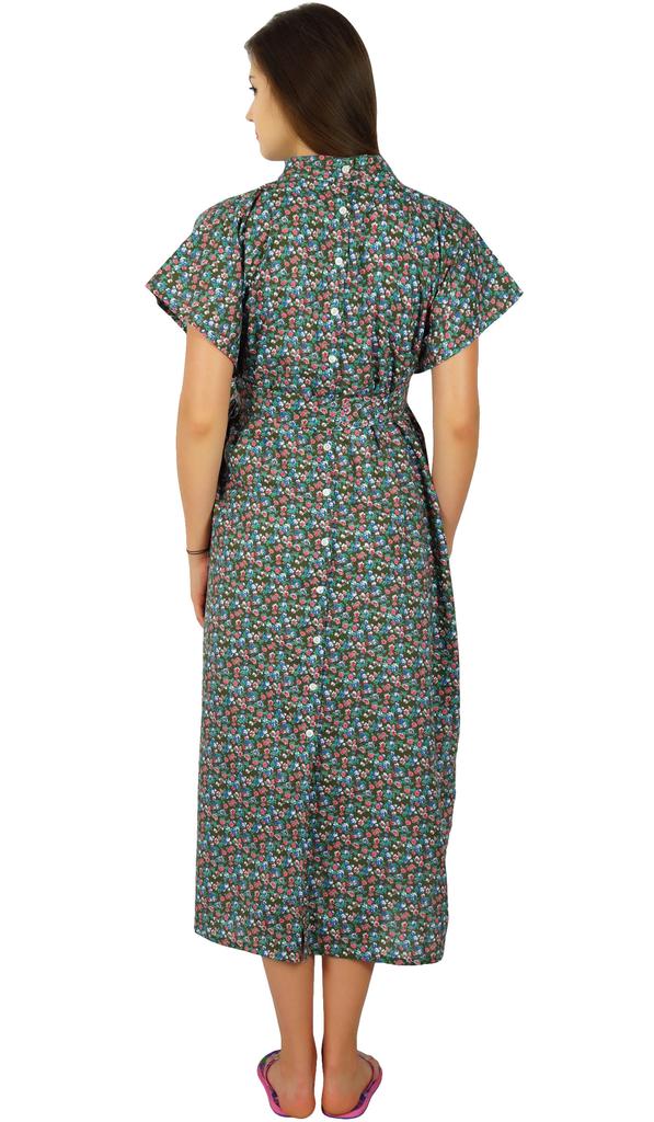Bimba Kaftan With Belt Nursing Night Gown| Front & Back Buttons-Baby Shower