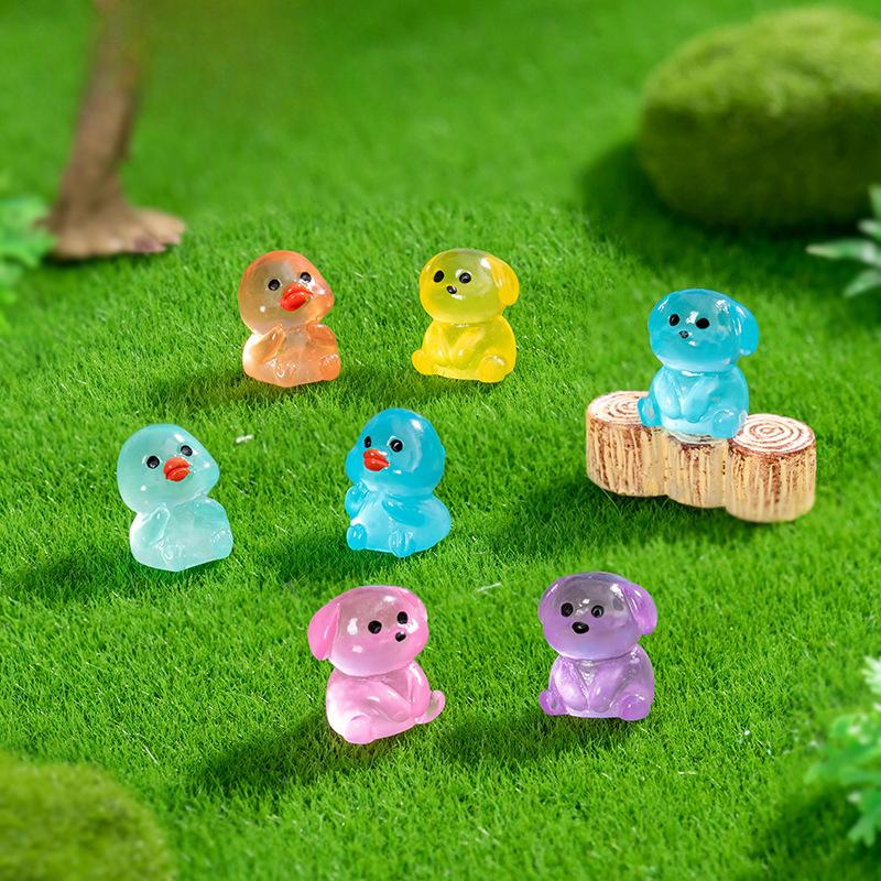 Micro-landscape Cute Glow-in-the-dark Dog Duckling Animal Decoration Diy Phone Case Refrigerator Sticker Accessories Desktop Decoration