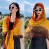 2Packs Women Hemp Shawl Wrap Long Head Neck Scarf,Linen Scarf Textur Scarf Hemp Shawl Windproof,warm,stylish Color-blocked Scarf