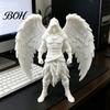 Space-saving Desk Accessory 3D Printed Dark Angel Statue, Gothic Hooded Figurine, Detailed Compact Bookshelf Decor Winged for Home Office, Edgy