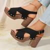 2024 New Hot Selling Fashion Versatile Solid Color Women's Sandals Buckle Comfortable Thick Sole Open Toe Summer Zapatos