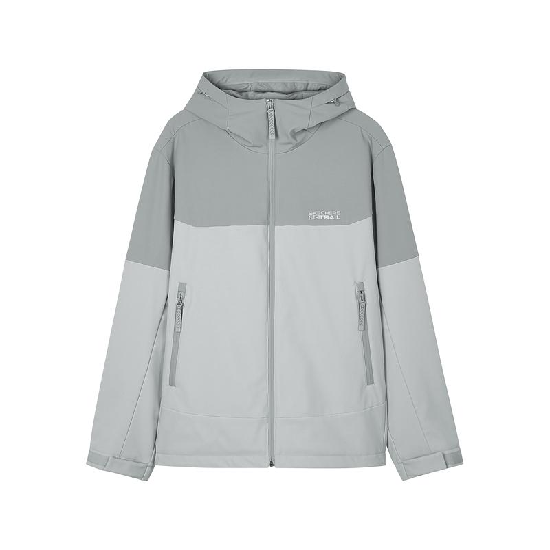 Skechers Серия для улицы Худи Плетеная Удобная Молния Куртка Мужские Куртки Фиолетовый Серый L424M040-0006