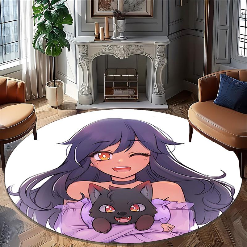 1pc Anime A-AphmauS (2) Design Printed Area Round Carpet for Bedroom Living Room Home Decor Rugs Mat Non Slip Mat Rug for Bedside