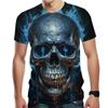 Summer Round Neck 3D Flame Skull Graphic Print Top Fashionable Casual Short Sleeved Men's T-shirts