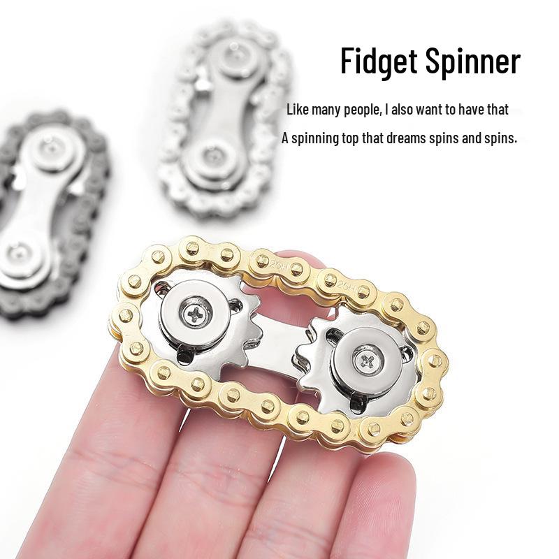 Портативная Черная Техно Цепочка Спиннер Fidget Spinner для Снятия Стресса у Взрослых