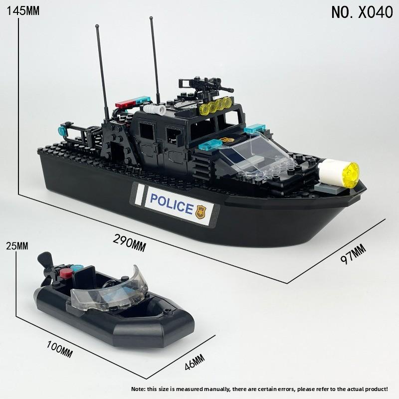 New Military Patrol Boat Building Blocks Set, Camouflage Warship DIY Assembly Toy, Educational Bricks Gift for Kids And Adults