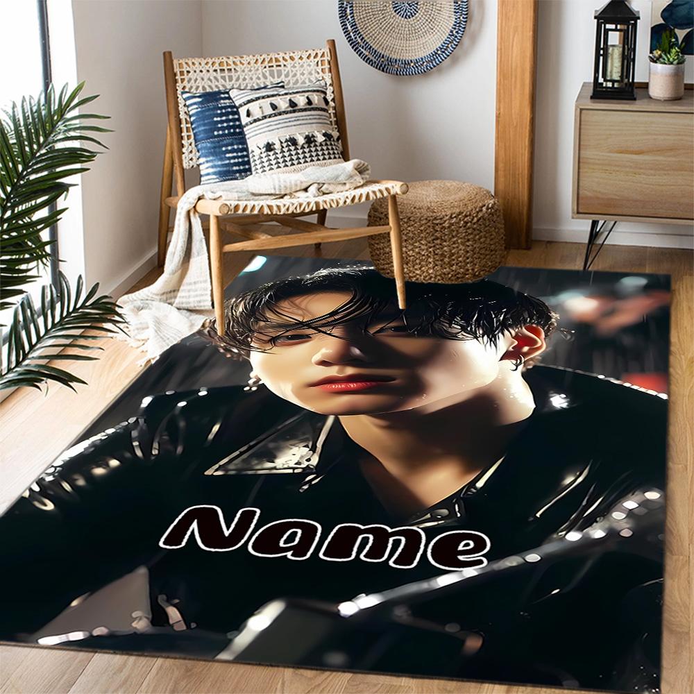 Bold Unique Style Customizable Name Carpet Design for Entryway Kitchen Foyer Decorate room Anti-slip Rug Anime Office Decor Best for Christmas