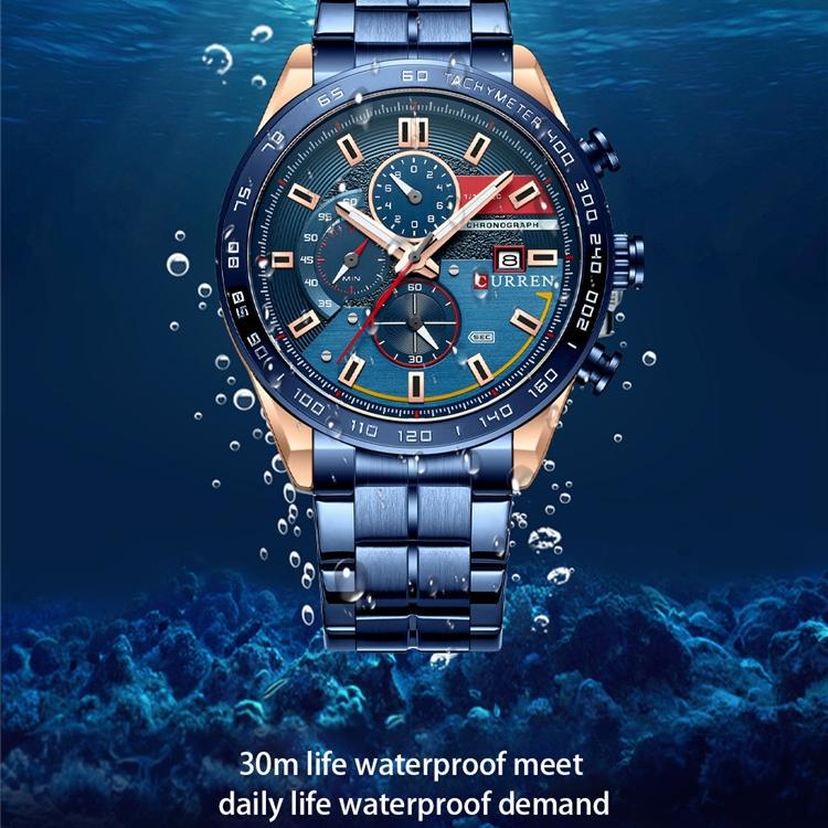 CURREN Мужские многофункциональные спортивные часы со стальным ремнем, мужские модные повседневные часы с шестью контактами
