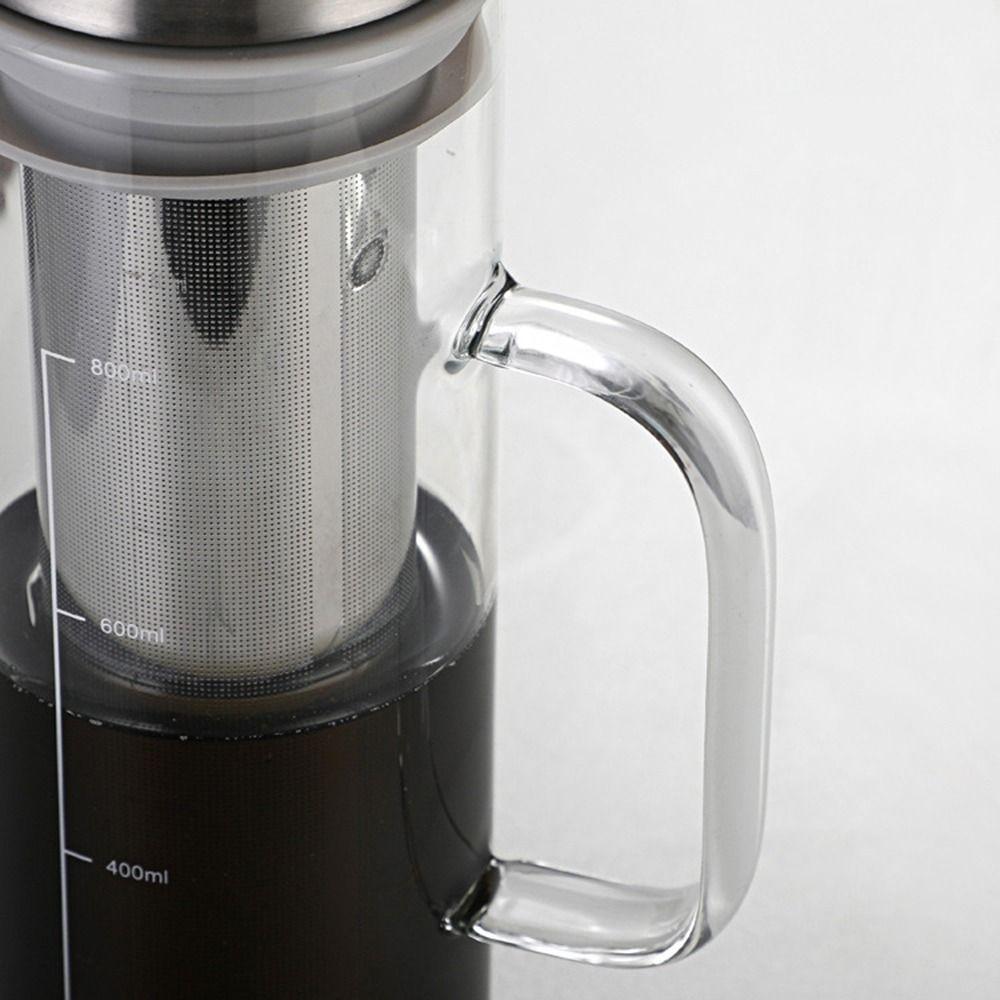 Large Capacity Cold Brew Coffee Maker Fine Mesh Steel Infuser Glass Coffee Carafe Office