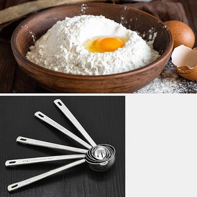 Мерная ложка из нержавеющей стали, металлическая круглая головка, длинная ручка, мерная ложка для сухих и жидких продуктов, кухонные инструменты для выпечки