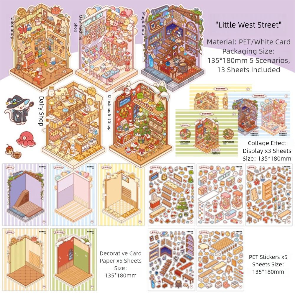 Decompression 3D Landscape Sticker Visual Stacking DIY Cabin Scene Sticker Children Gift