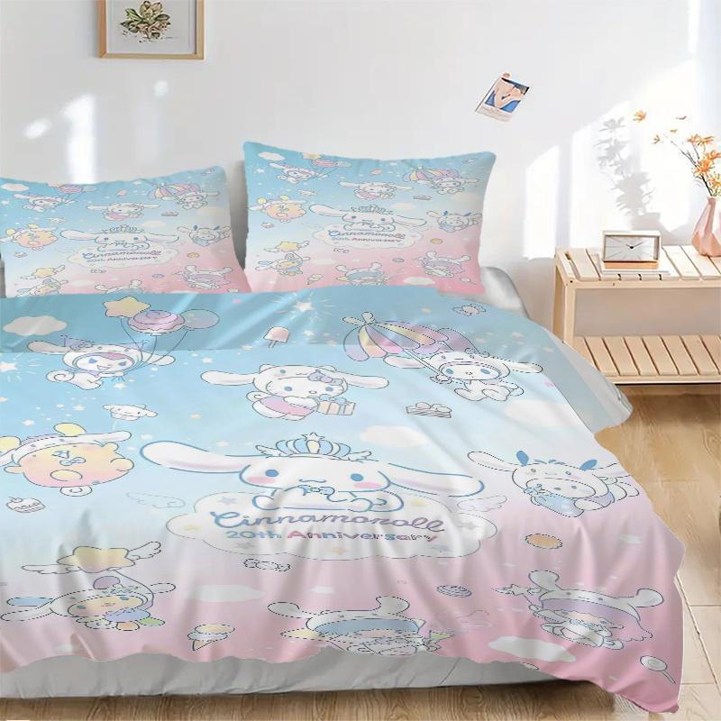 3pcs Cinnamoroll's 20th Anniversary Celebration Print Cover Set Ultra Soft, Breathable, and Comfortable Bedding with Stylish Design for Bedroom a