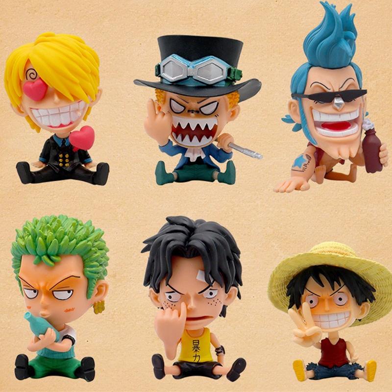 Аниме One Piece Рождественская Фигурка 8-10 см ПВХ Луффи Ророноа Зоро Милые Украшения Q Версия Украшение для Автомобиля Коллекционная Модель